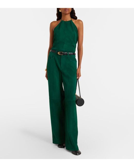 Stouls Green Mytheo Suede Wide-Leg Pants