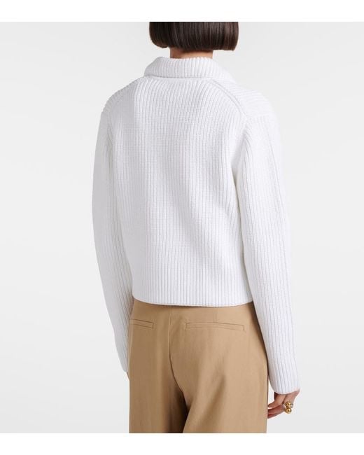 Vince White Double-Breasted Cotton-Blend Jacket