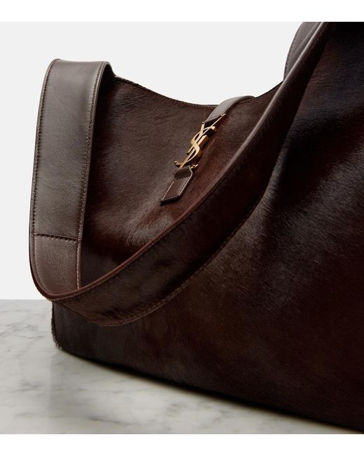 Saint Laurent Brown Le 5 A 7 Bea Calf Hair Tote Bag