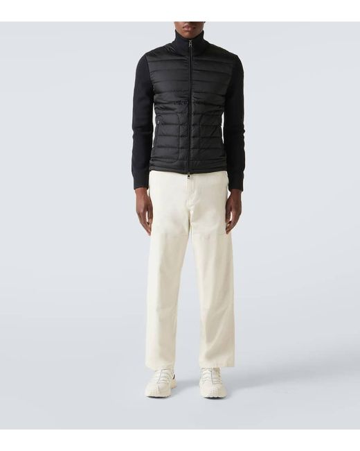 Moncler Black Maglia Down-Paneled Wool-Blend Jacket for men