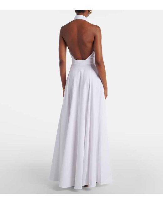 Vestido Largo De Popelin De Algodon Ralph Lauren de color White