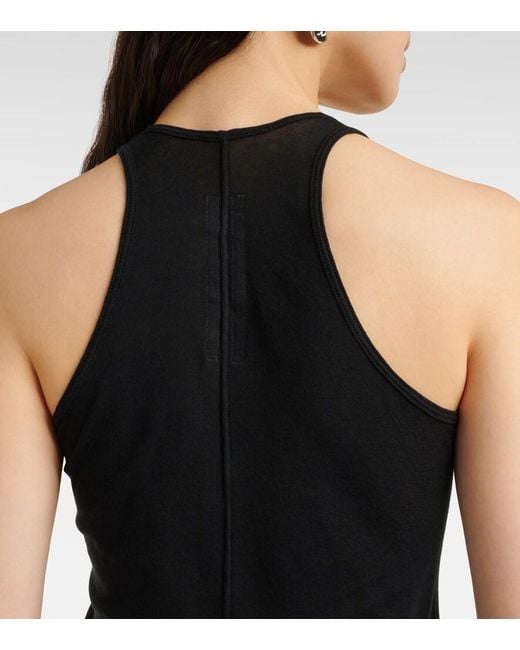 Rick Owens Black Ribbed-Knit Cotton Tank Top