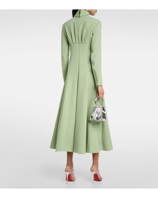 Emilia Wickstead Green Oakley Pleated Crepe Midi Dress