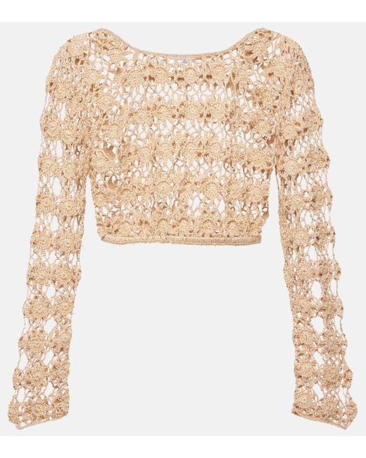 Anna Kosturova Natural Bella Crochet Cotton Crop Top