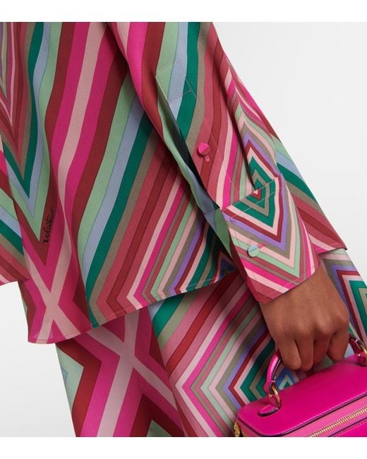 Valentino Pink Tie-Neck Silk Crepe De Chine Shirt