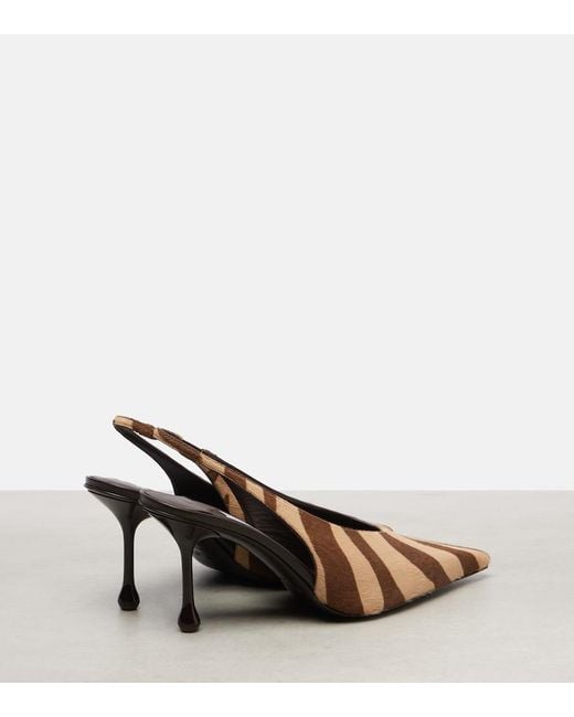 Jimmy Choo Brown Isa 80 Calf Hair Slingback Pumps