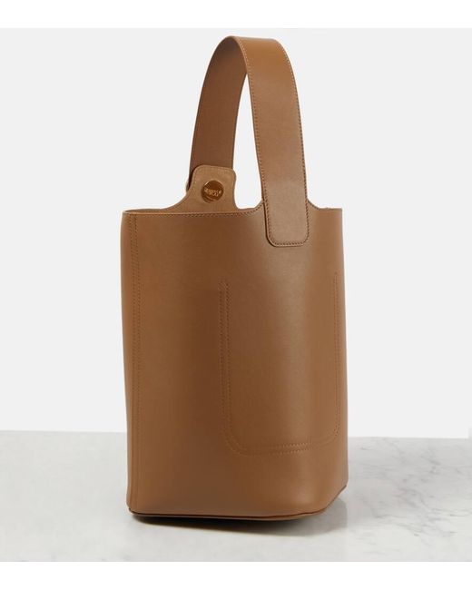 Loewe Brown Pebble Medium Leather Bucket Bag
