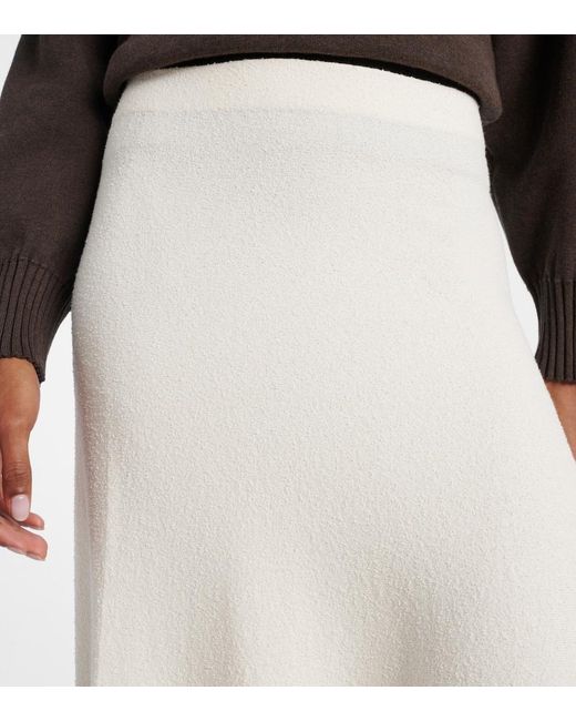 Bottega Veneta White Fringed Cotton-Blend Bouclé Maxi Skirt