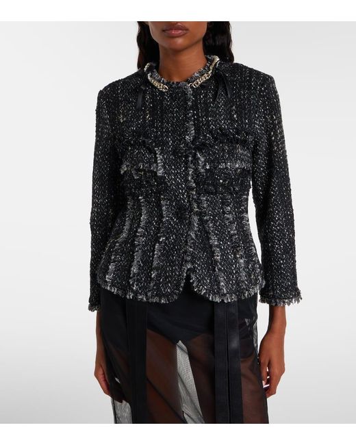 Simone Rocha Black Verzierte Jacke Aus Tweed