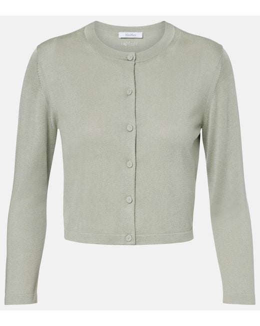 Max Mara Green Faretra Silk And Cashmere Cardigan