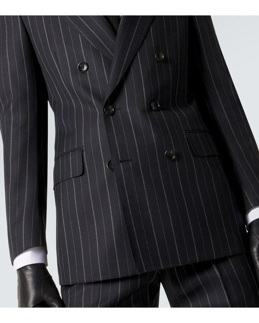 Tom Ford Black Striped Wool Blazer for men