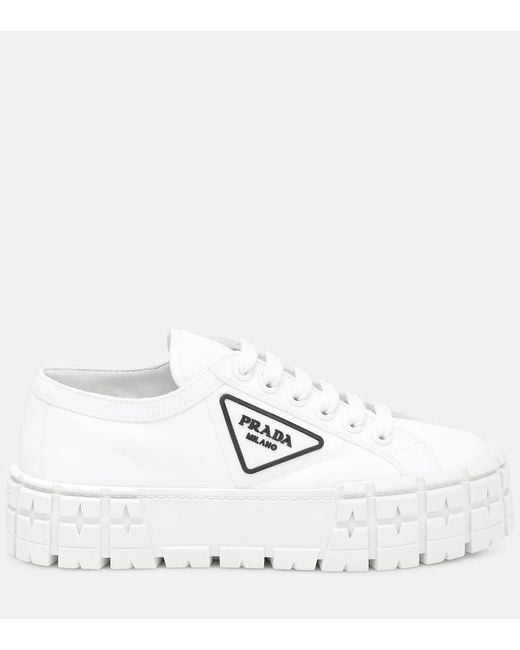 Prada White Double Wheel Sneakers 55