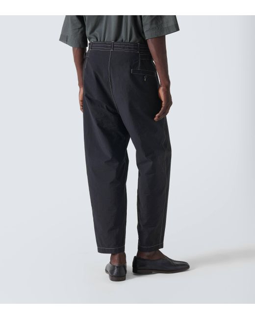 Lemaire Black Cotton-blend Tapered Pants for men
