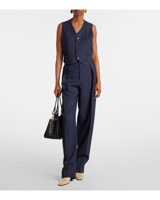 Bottega Veneta Blue Wool Drill Tapered Pants