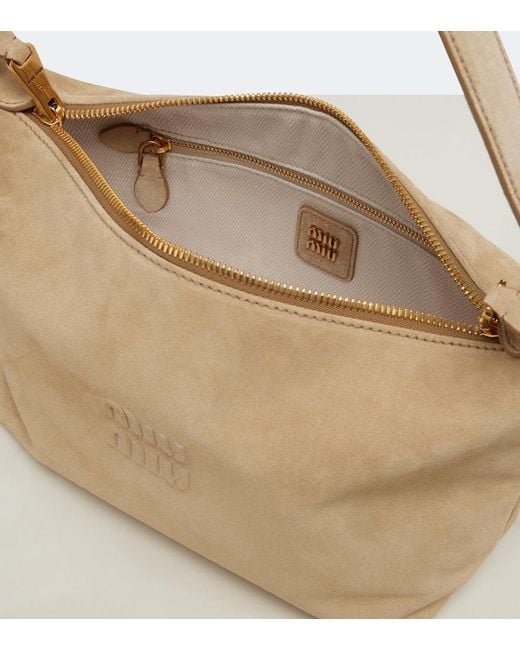 Miu Miu White Spirit Small Suede Shoulder Bag