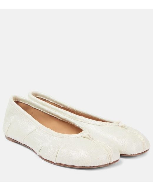 maison-margiela-tabi-leather-ballet-flats-in-white-lyst