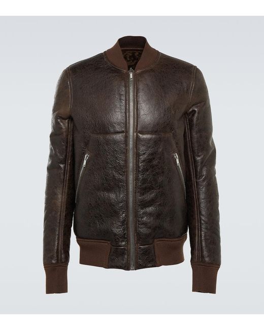 Rick Owens Bomberjacke Aus Leder Und Shearling in Black für Herren