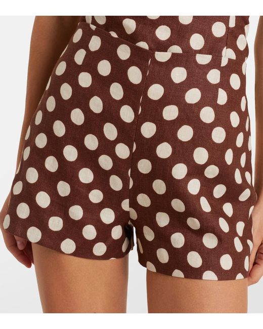 Faithfull The Brand Brown Lila Polka-Dot Linen Shorts