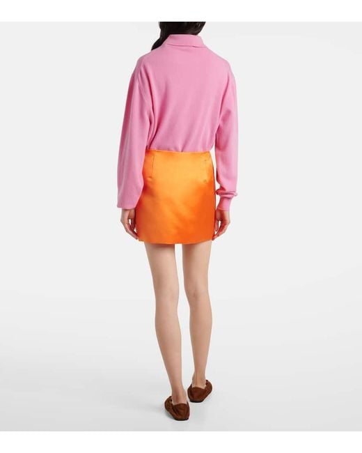 Lisa Yang Orange Silk Satin Miniskirt