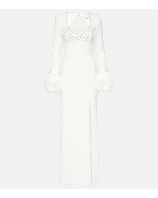 Rebecca Vallance White Bridal Blanche Feather-trimmed Gown