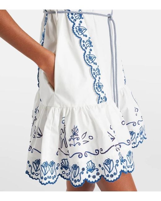 ALÉMAIS Blue Besticktes Minikleid Leela Aus Baumwolle