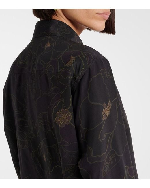 Dries Van Noten Black Floral Silk Shirt