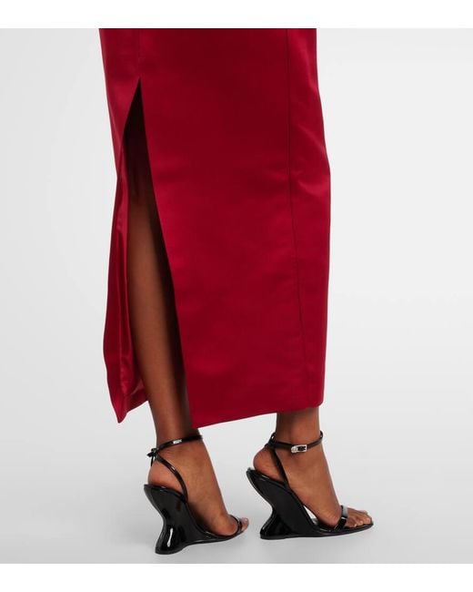 Magda Butrym Red Off-Shoulder-Midikleid Aus Seidensatin