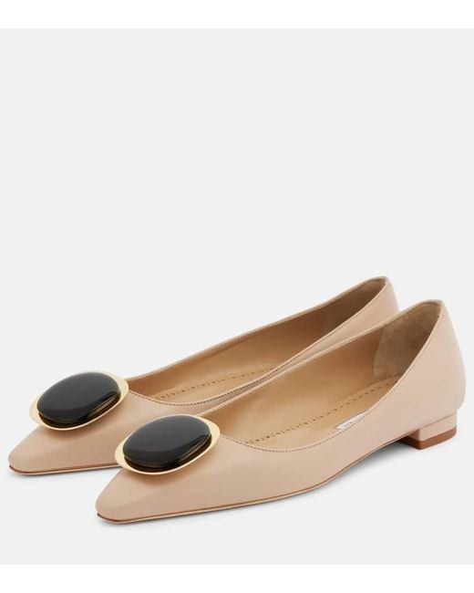 Manolo Blahnik Brown Chiaran Leather Ballet Flats