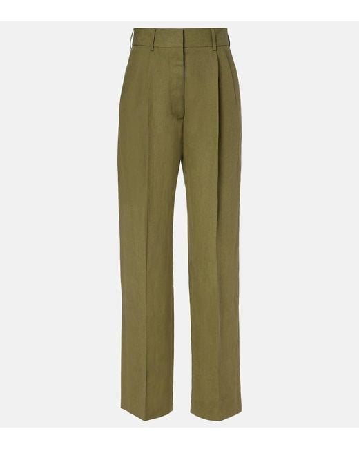 Blazé Milano Green Midday Sun Linen Wide-Leg Pants