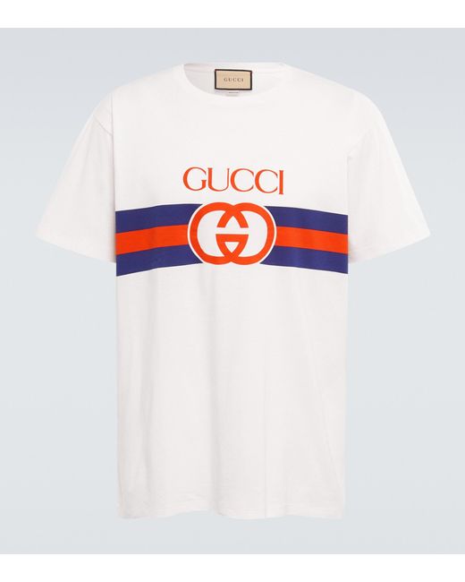 Gucci Interlocking G Cotton T-shirt in White for Men | Lyst
