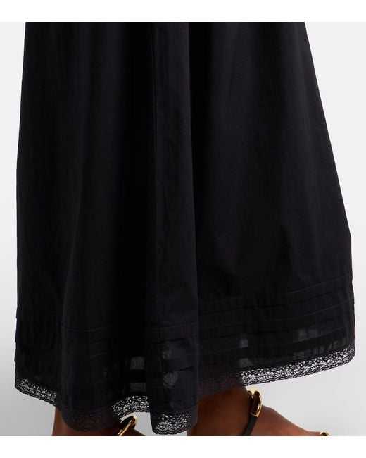 Faithfull The Brand Black Fiora Lace-Trimmed Cotton Maxi Dress