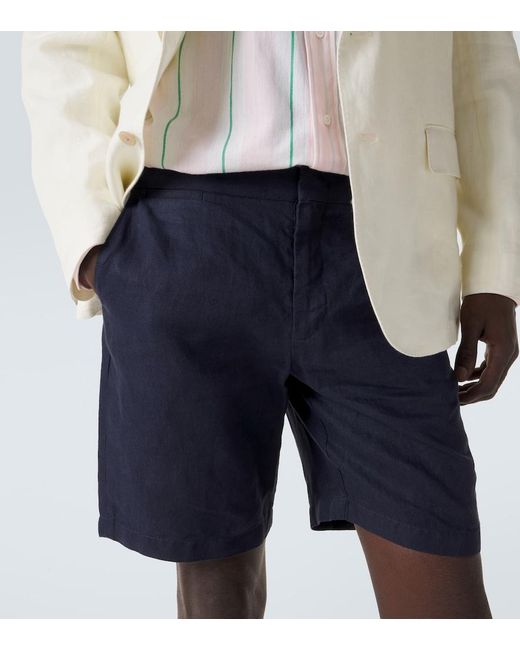 Orlebar Brown Blue Norwich Slim-Fit Linen Shorts for men