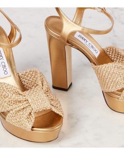 Jimmy Choo Metallic Heloise 120 Leather Platform Sandals