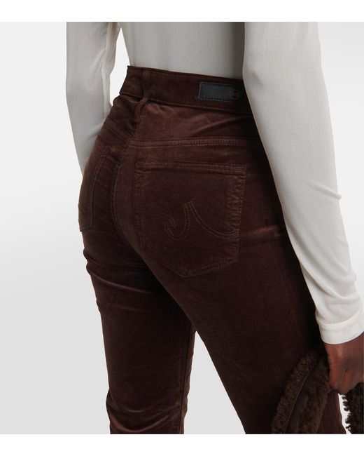 Jeans flared Farrah in velluto a coste di AG Jeans in Brown