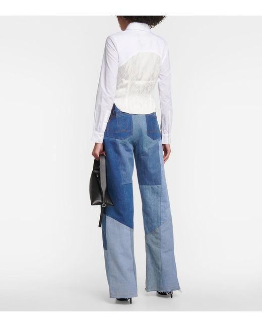 MARINE SERRE White Regenerated Household Linen Shirt - Women's - Viscose/acetate/cotton/spandex/elastane