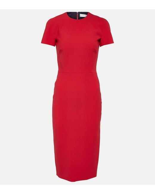 Victoria Beckham Red Crepe Midi Dress