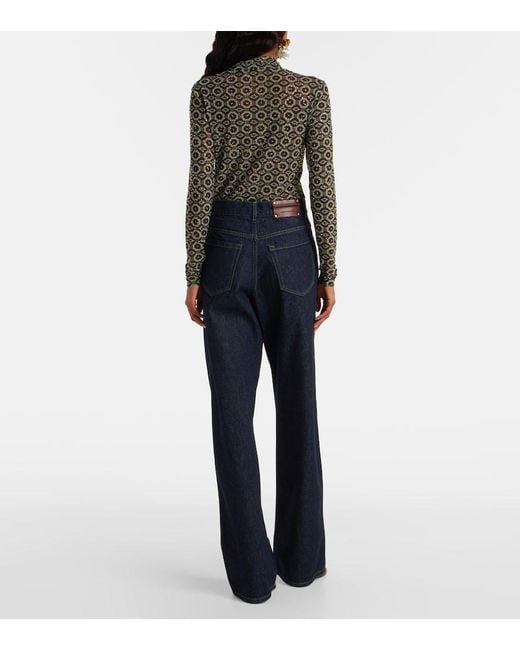 Dries Van Noten Blue High-Rise Wide-Leg Jeans
