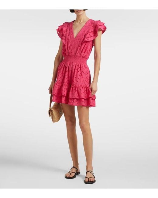 Poupette Pink Camila Shirred Cotton Minidress