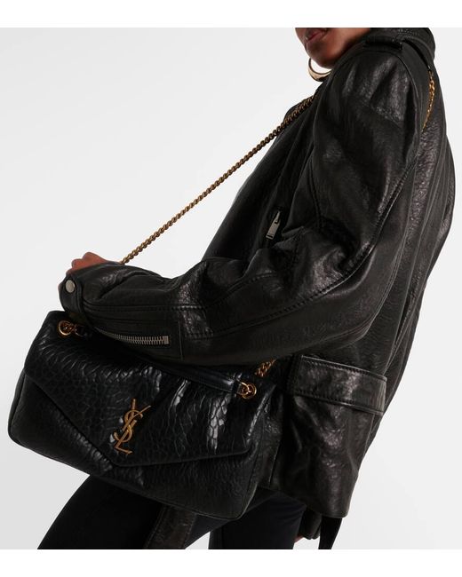 Saint Laurent Black Schultertasche Calypso Medium Aus Leder