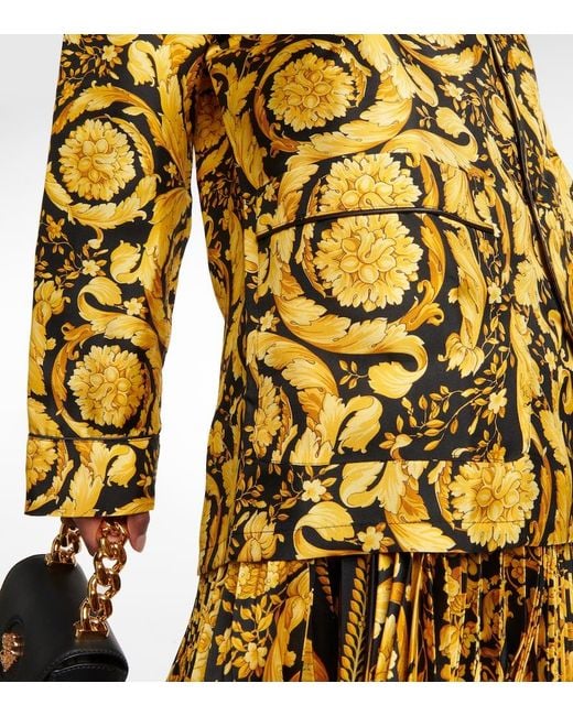 Versace Yellow Printed Silk Shirt