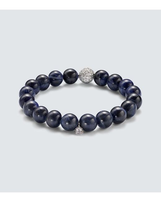 Sydney Evan Blue 14Kt Beaded Bracelet With Diamonds for men