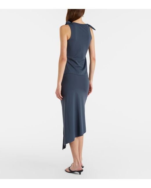 Coperni Blue Floral-Applique Jersey Midi Skirt