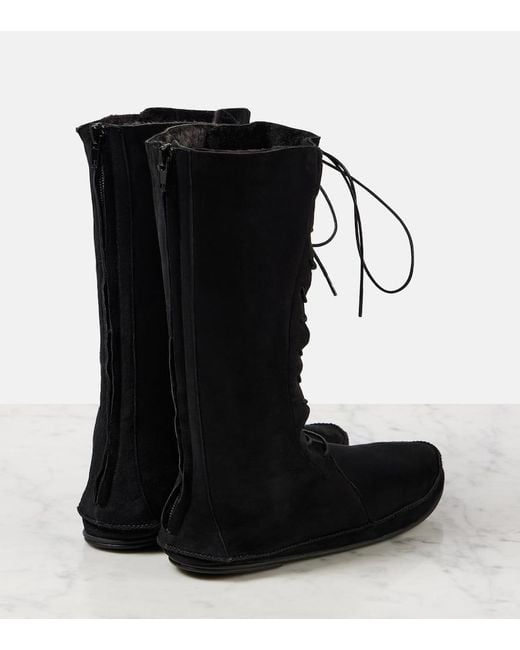 The Row Black Tyler Suede Lace-Up Boots