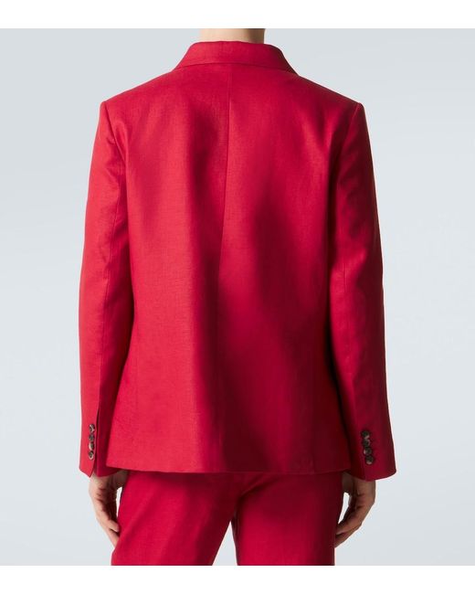Bode Red Double-Breasted Linen Blazer for men