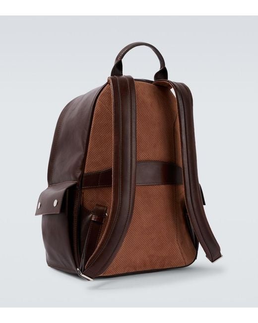 Brunello Cucinelli Brown Leather Backpack for men
