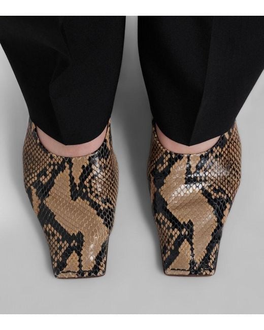 Khaite Brown Marlene Snake-Effect Leather Pumps