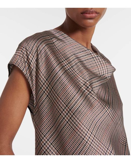 Top En Soie A Carreaux Vince en coloris Gray