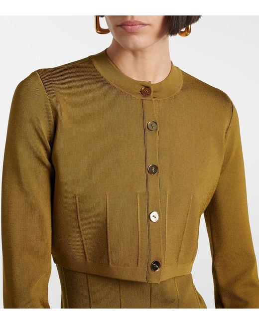 Galvan Green Atalanta Cropped Cardigan