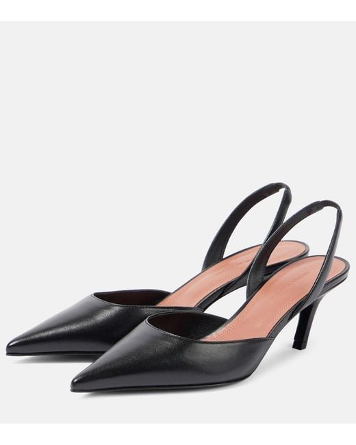 AMINA MUADDI Black Sofia Leather Slingback Pumps