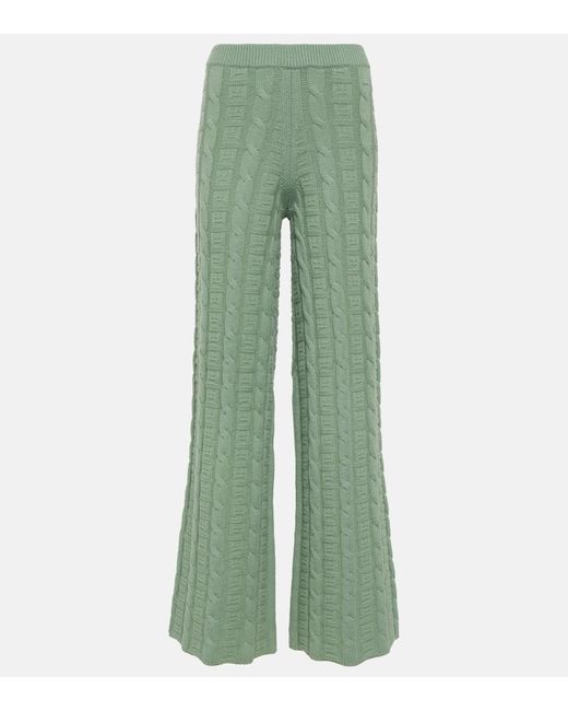 Acne Green Kong Cable-knit Wool-blend Straight Pants